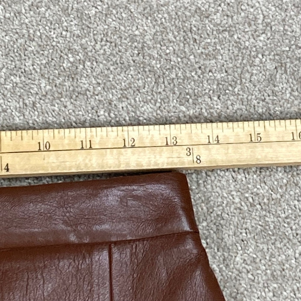 Wilfred Aritzia Vegan Leather Mini Skirt Womens 4 Brown Front Slit Academia New - Picture 7 of 13
